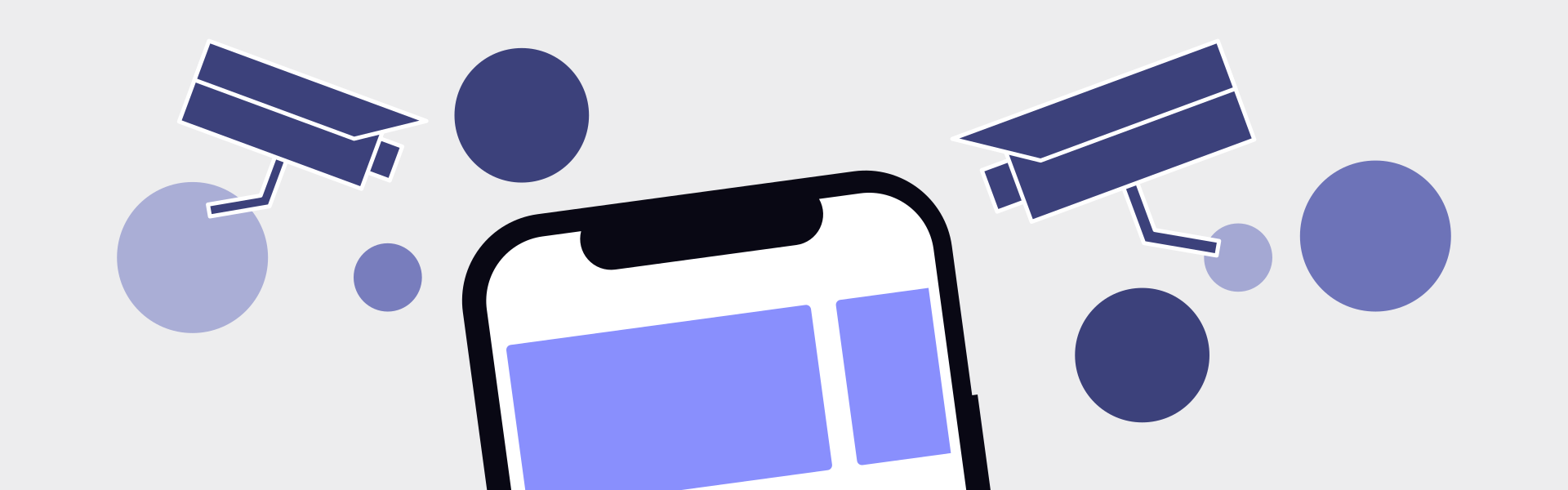 Grafik bei der zwei Überwachungskameras auf ein Mobiltelefon gerichtet sind.
