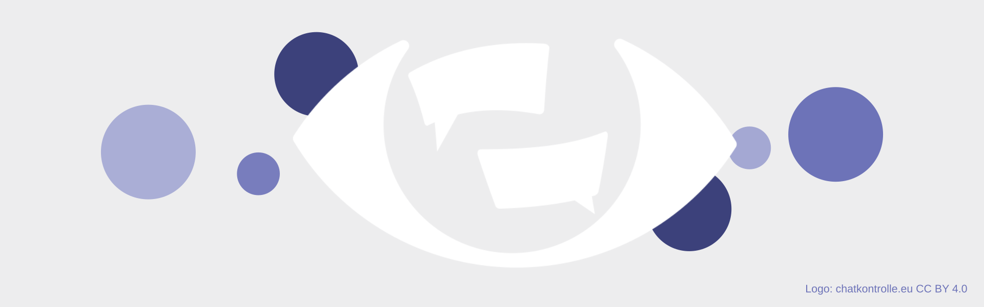 Logo der Initiative Chatkontrolle stoppen mit zwei stilisierten Sprechblasen in einem stilisierten Auge