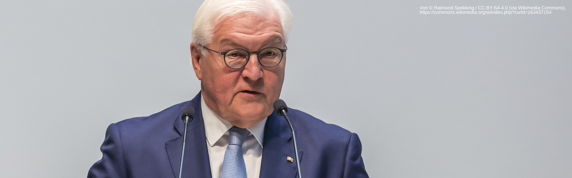 Frank-Walter Steinermeier an einem Mikrofon bei einer Rede.