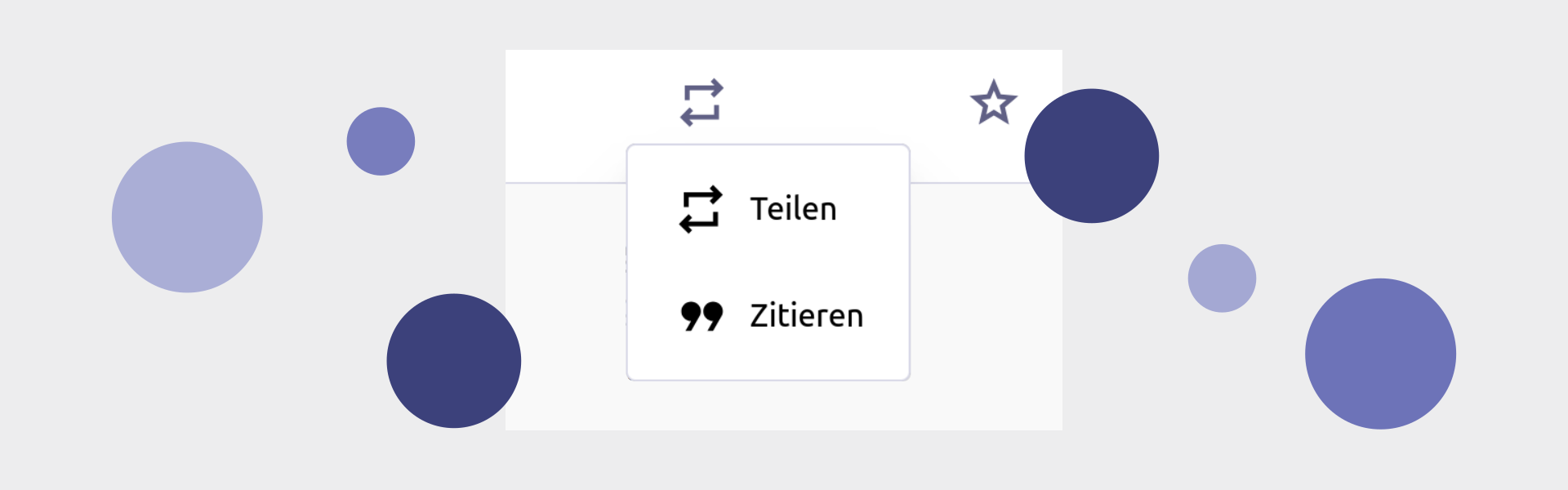Symbolbild mit einem Screenshot der Auswahlfunktion "Zitieren oder Teilen" bei einem Tröt.
