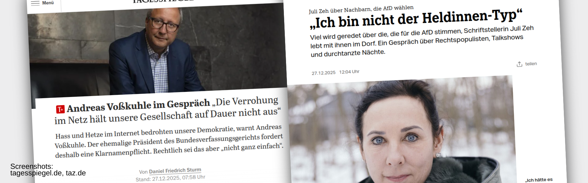 Grafik mit Screenshots der im Text besprochenen Interviews.